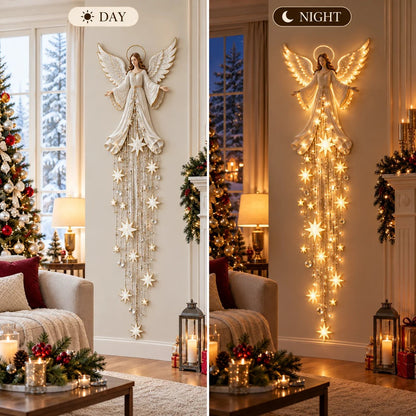 ✨Last Day 90% OFF✨Guardian Angel Starfall Cascade™ – Lighted Faith & Blessing Christmas Wall Decor✨