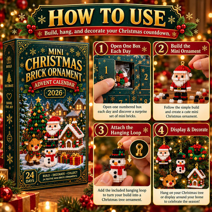 ⏳ Last day to save 50% – 🎄 24-Day Mini Christmas Ornament Advent Calendar | 24 unique festive buildable designs with hanging loops—perfect for decorating Christmas trees, wreaths, and holiday displays 🧱