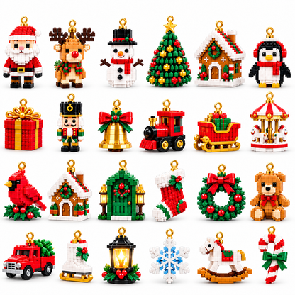 ⏳ Last day to save 50% – 🎄 24-Day Mini Christmas Ornament Advent Calendar | 24 unique festive buildable designs with hanging loops—perfect for decorating Christmas trees, wreaths, and holiday displays 🧱