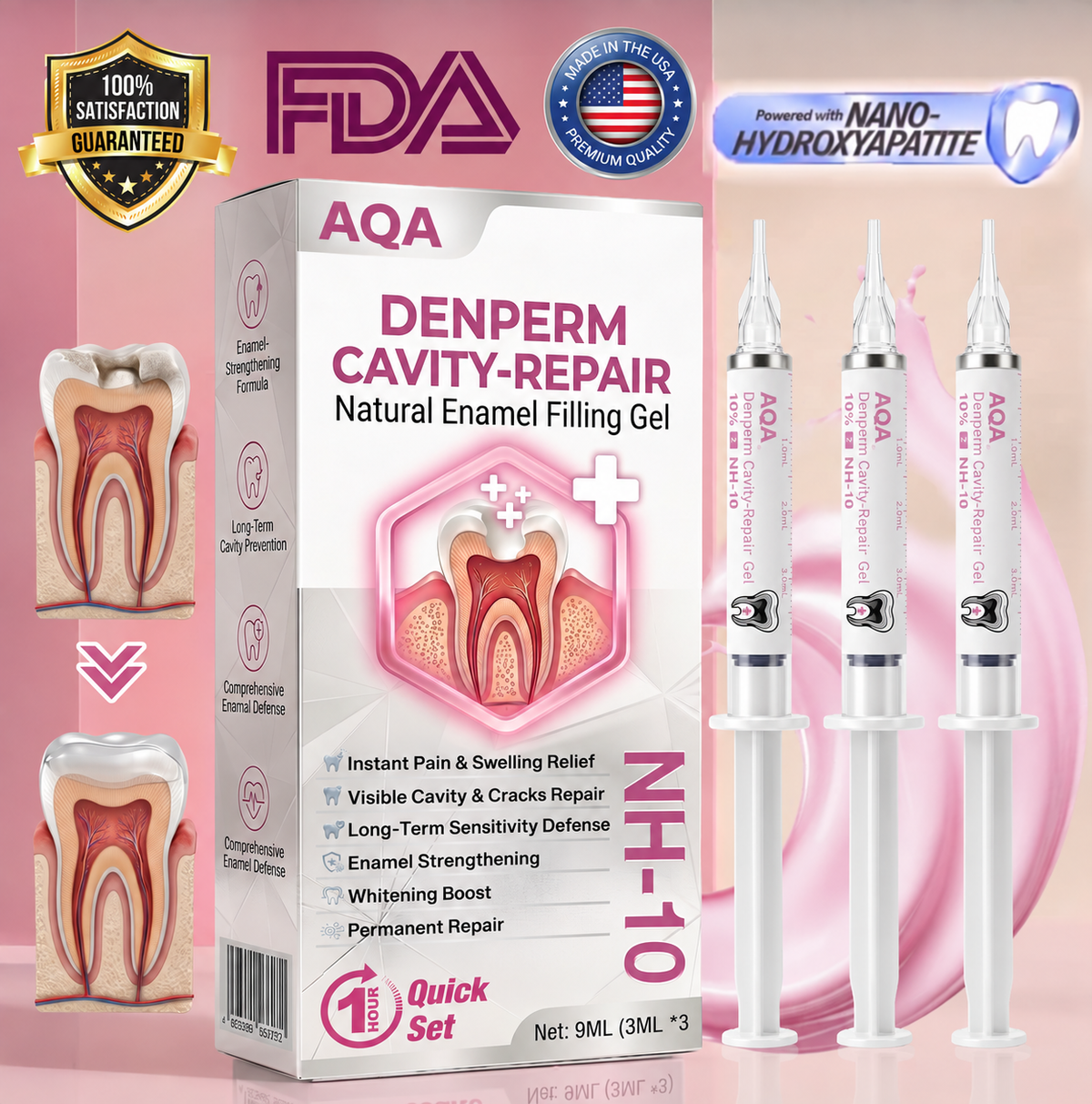 AQA®  Cavity-Repair Natural Enamel Filling Gel