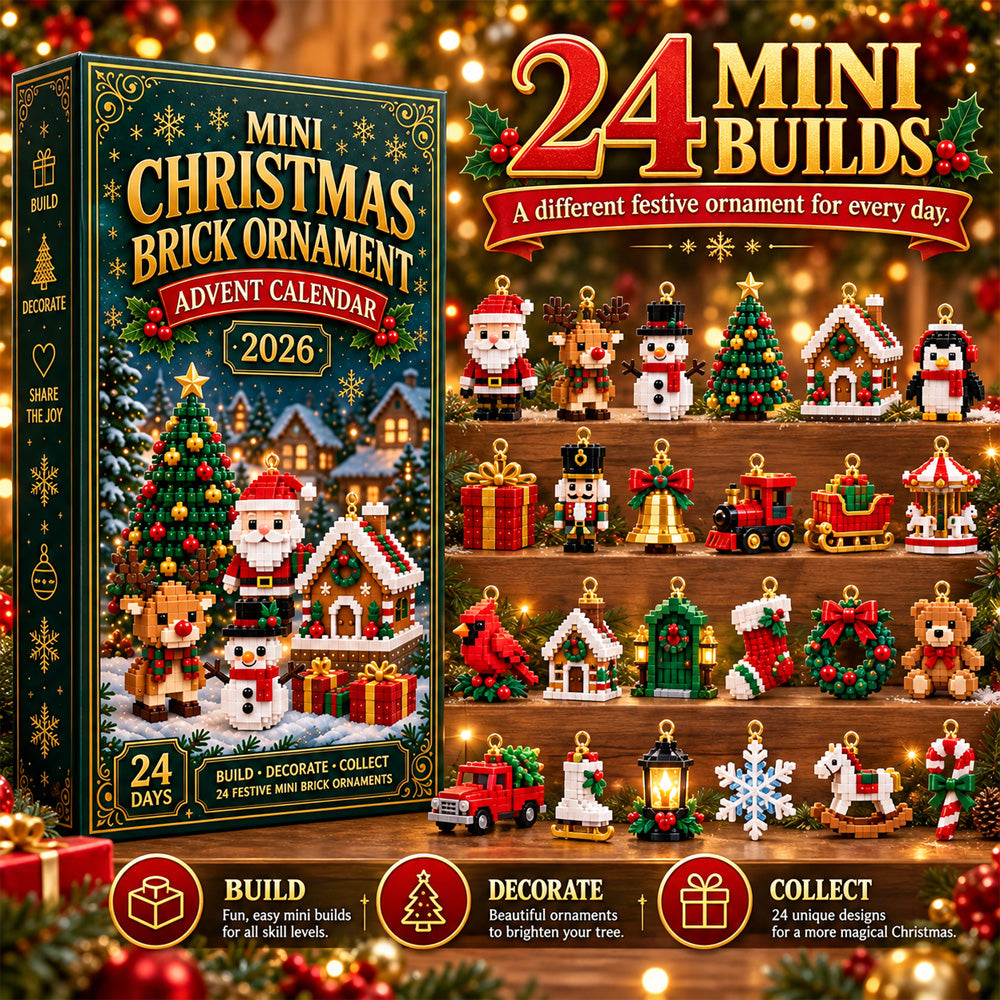 ⏳ Last day to save 50% – 🎄 24-Day Mini Christmas Ornament Advent Calendar | 24 unique festive buildable designs with hanging loops—perfect for decorating Christmas trees, wreaths, and holiday displays 🧱