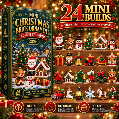 ⏳ Last day to save 50% – 🎄 24-Day Mini Christmas Ornament Advent Calendar | 24 unique festive buildable designs with hanging loops—perfect for decorating Christmas trees, wreaths, and holiday displays 🧱