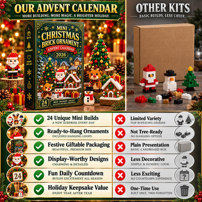 ⏳ Last day to save 50% – 🎄 24-Day Mini Christmas Ornament Advent Calendar | 24 unique festive buildable designs with hanging loops—perfect for decorating Christmas trees, wreaths, and holiday displays 🧱