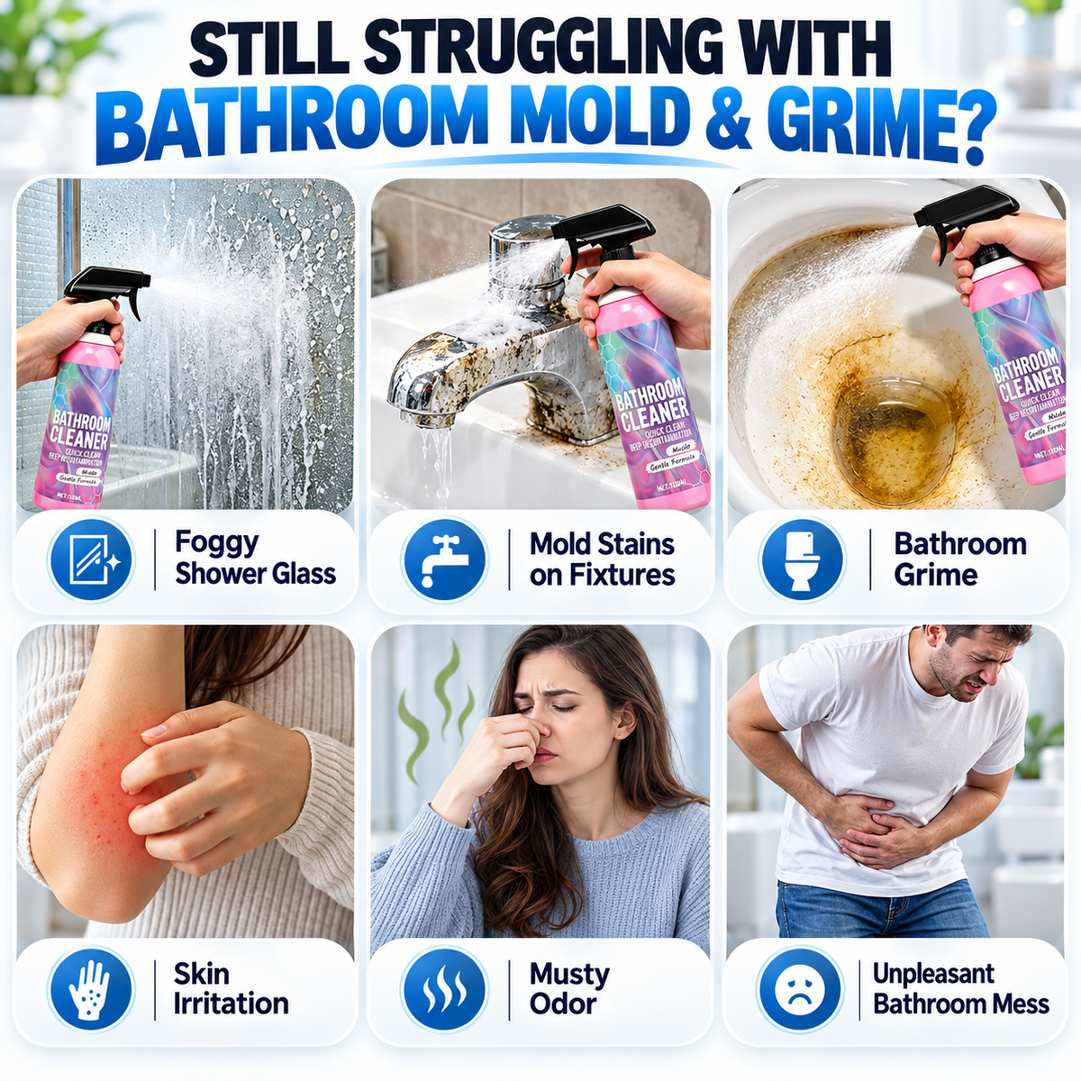 🔥 BUY 1 GET 1 FREE 🎁 Bathroom Cleaner: Sparkle in Seconds, No Harsh Fumes✨