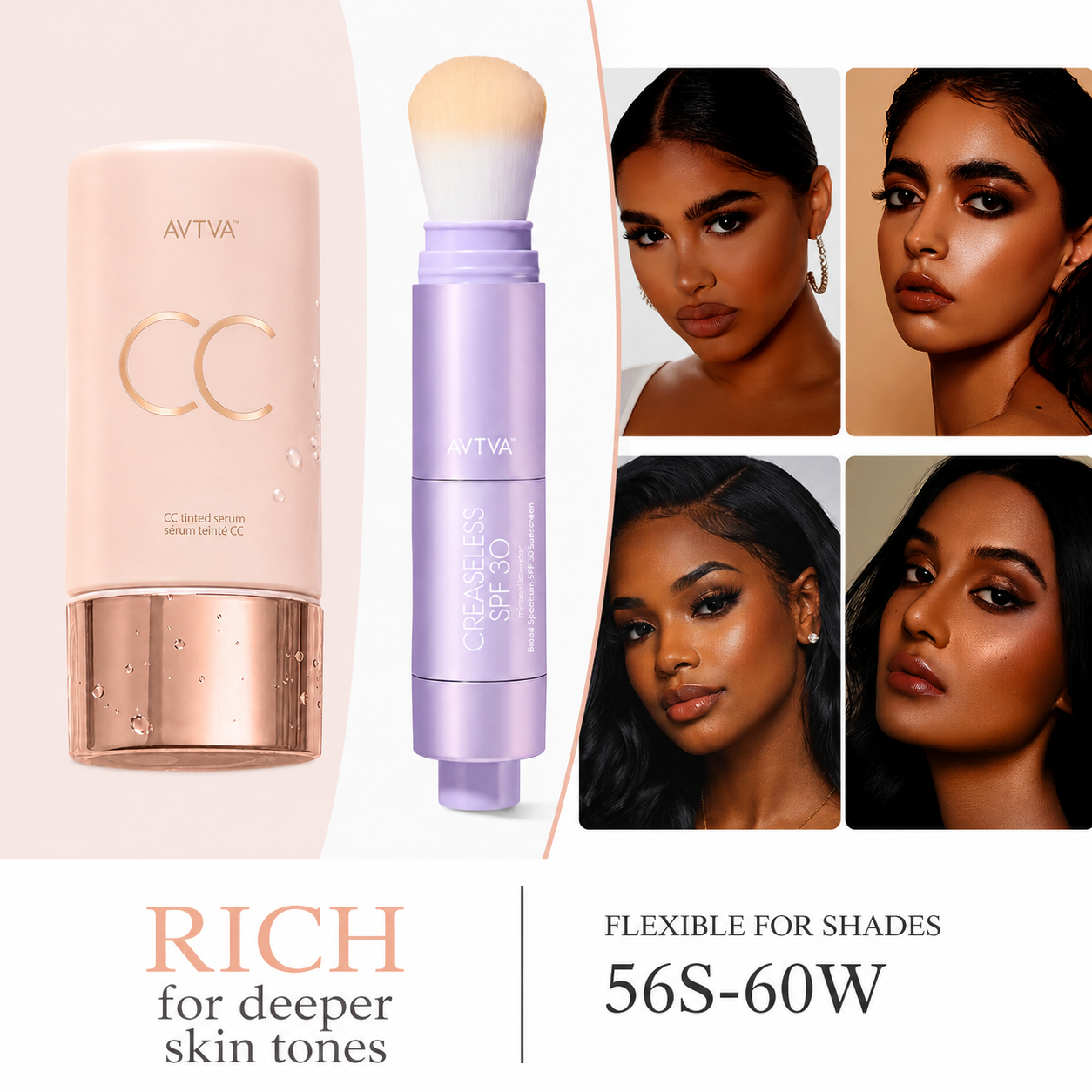 AVTVA Summer Skin Essentials Set — CC Serum + Solid SPF 30 Sunscreen Brush