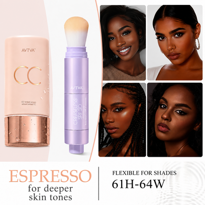 AVTVA Summer Skin Essentials Set — CC Serum + Solid SPF 30 Sunscreen Brush