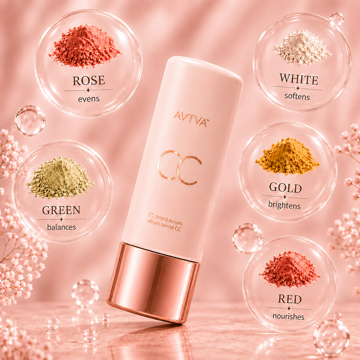 AVTVA Summer Skin Essentials Set — CC Serum + Solid SPF 30 Sunscreen Brush