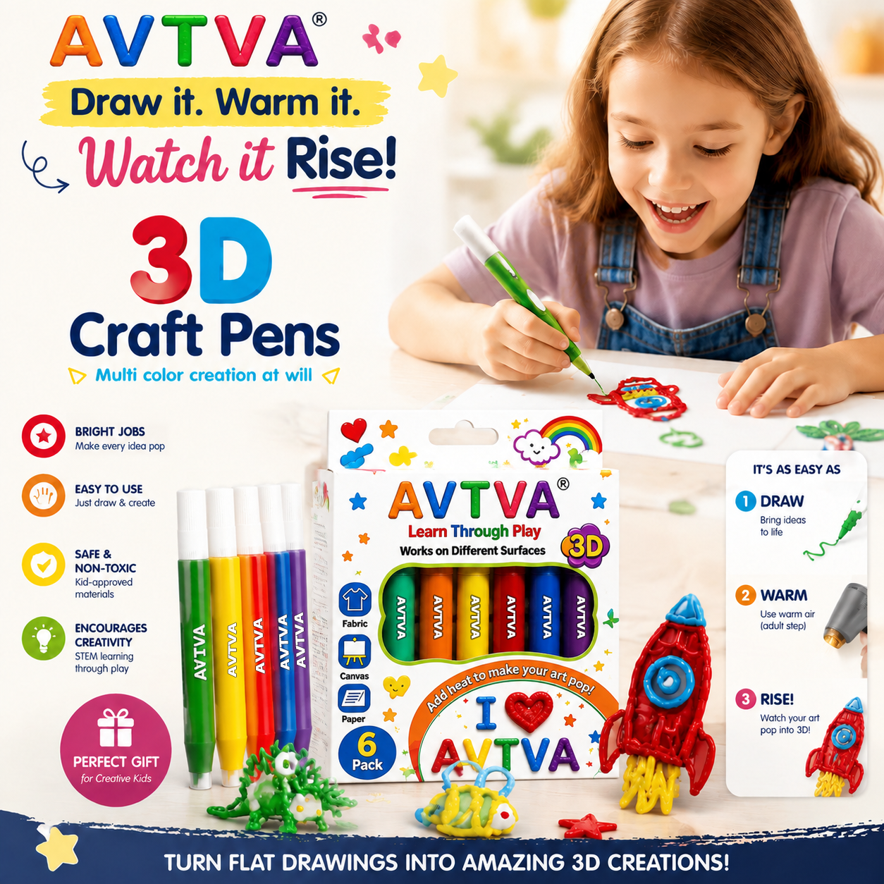 AVTVA™ Heat-Activated 3D Craft Pens — New & Improved