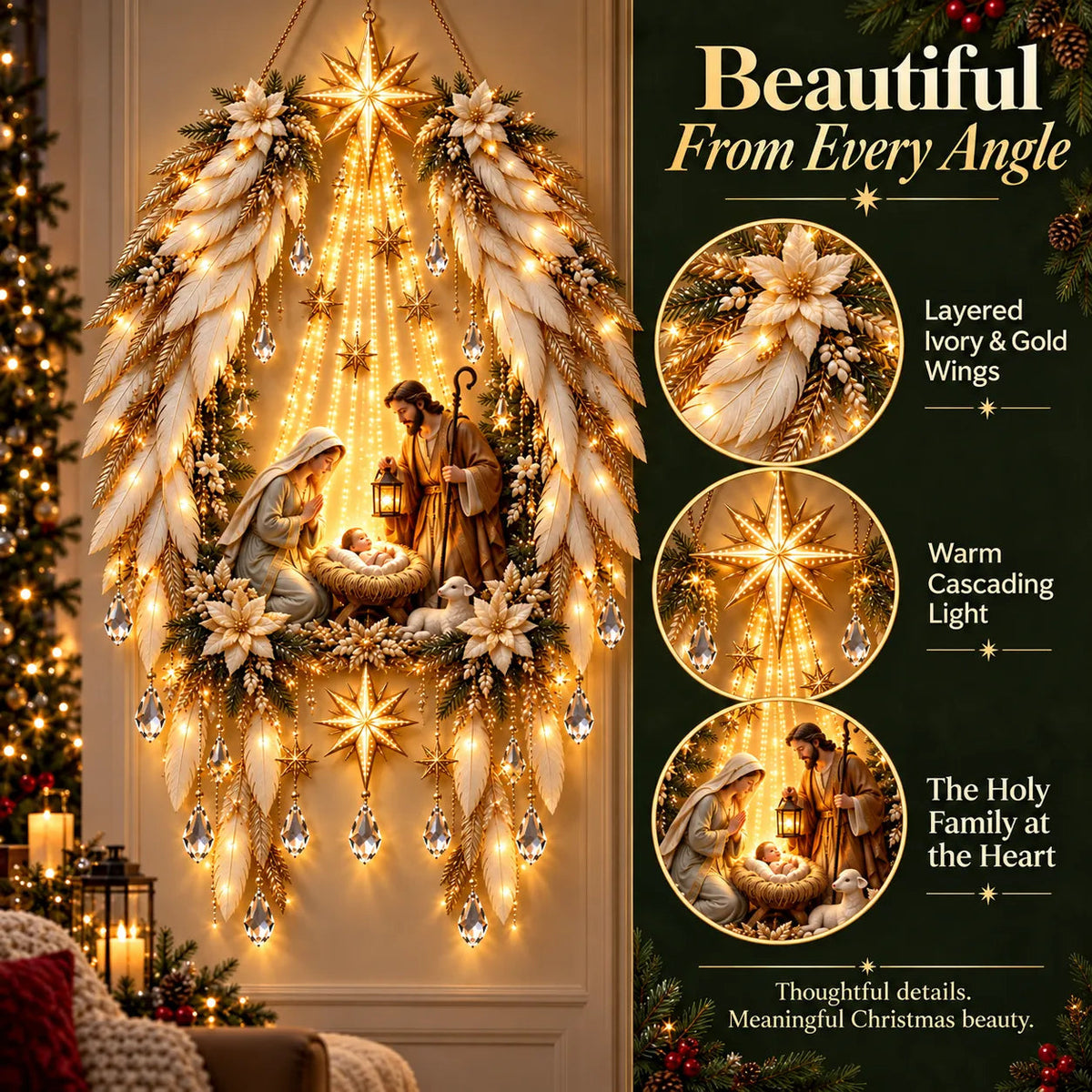 ✨Last Day 90% OFF✨👼 Heavenly Angel Wings Nativity Light Wall Decor