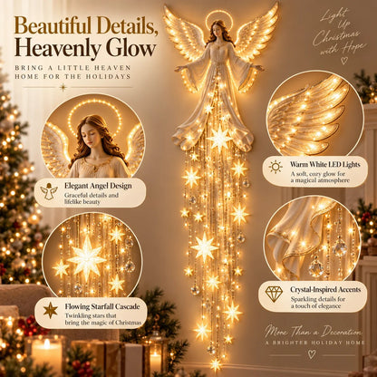 ✨Last Day 90% OFF✨Guardian Angel Starfall Cascade™ – Lighted Faith & Blessing Christmas Wall Decor✨